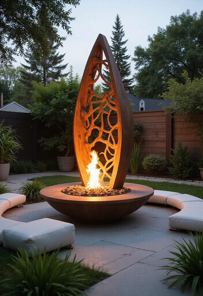 15 Stunning Fire Pit Designs That Will Transform Your Backyard into an Oasis! - 7. Artistic Fire Pit Sculpture