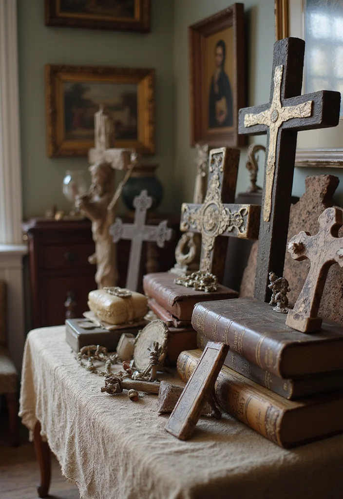 21 Cozy Christian Bedroom Decor Ideas That Will Make You Feel Closer to God! - 11. Vintage Religious Finds