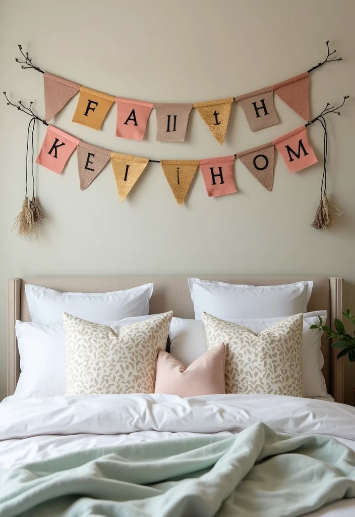 21 Cozy Christian Bedroom Decor Ideas That Will Make You Feel Closer to God! - 20. DIY Faith Banners