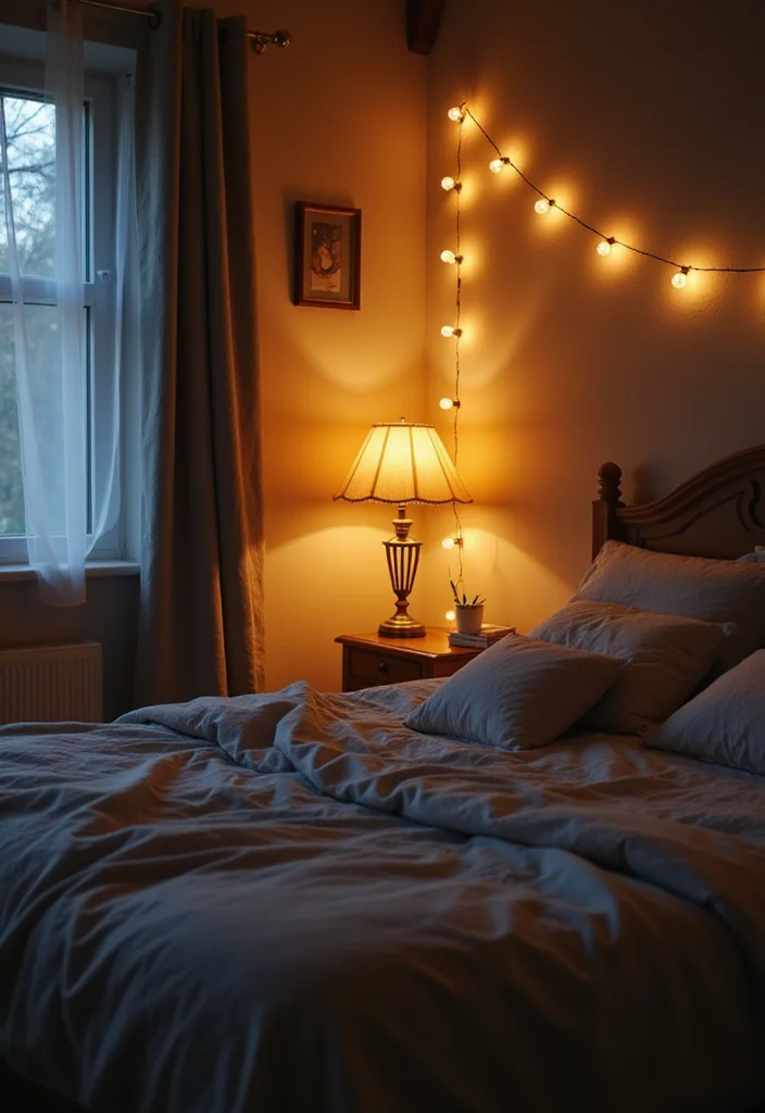 21 Cozy Christian Bedroom Decor Ideas That Will Make You Feel Closer to God! - 5. Soft Lighting with Religious Touch