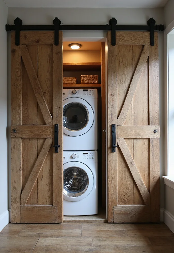 8 Modern Laundry Closet Door Ideas You Never Knew You Needed! - 2. Charming Barn Doors