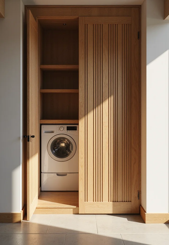 8 Modern Laundry Closet Door Ideas You Never Knew You Needed! - 5. Vertical Slat Doors
