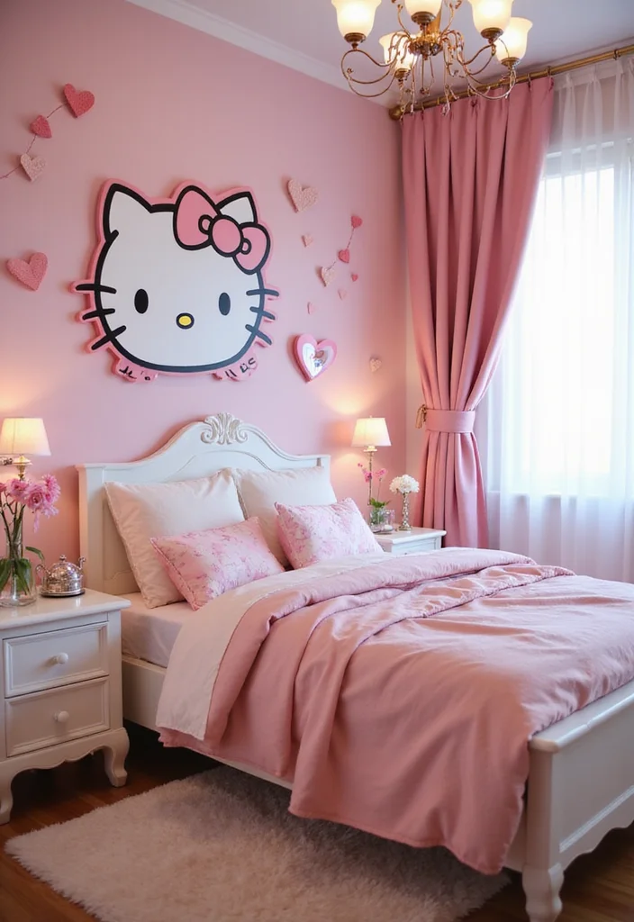 10 Adorable Hello Kitty Themed Room Ideas That Will Make Your Child Squeal with Joy! - 1. Hello Kitty Wall Art