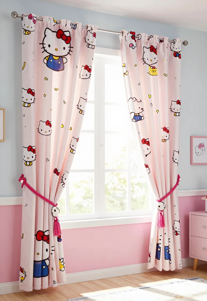 10 Adorable Hello Kitty Themed Room Ideas That Will Make Your Child Squeal with Joy! - 4. Whimsical Curtains