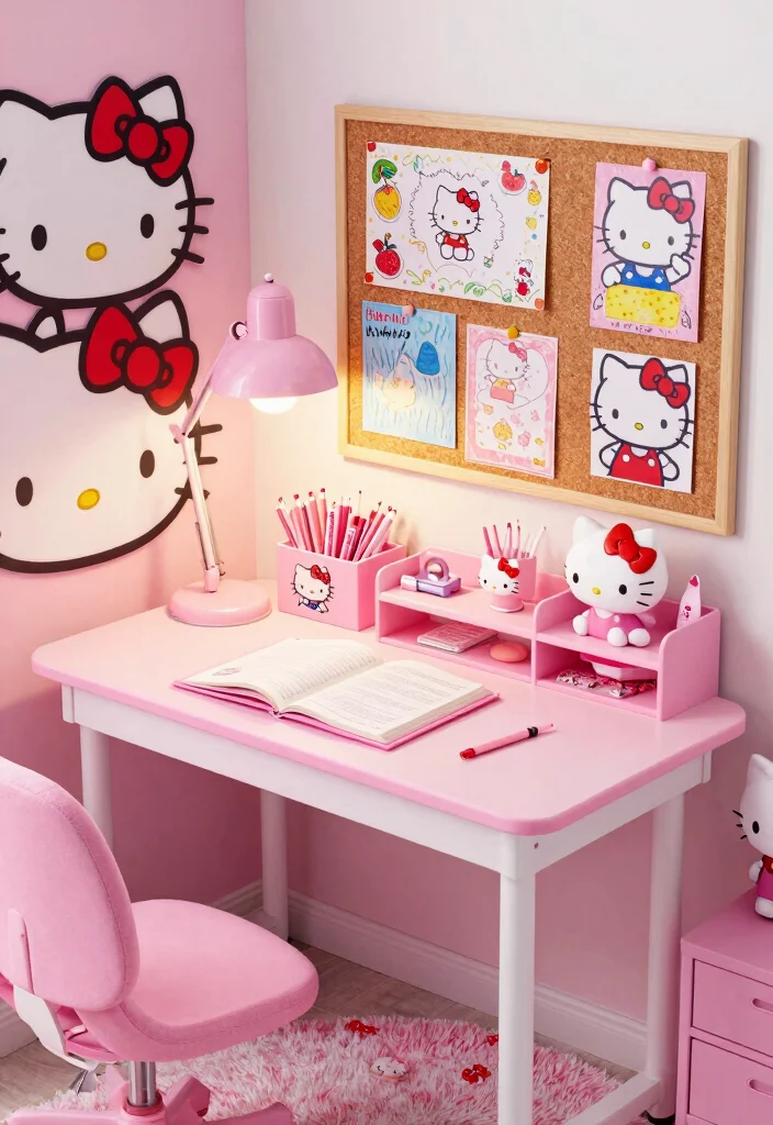 10 Adorable Hello Kitty Themed Room Ideas That Will Make Your Child Squeal with Joy! - 8. Hello Kitty Themed Study Nook
