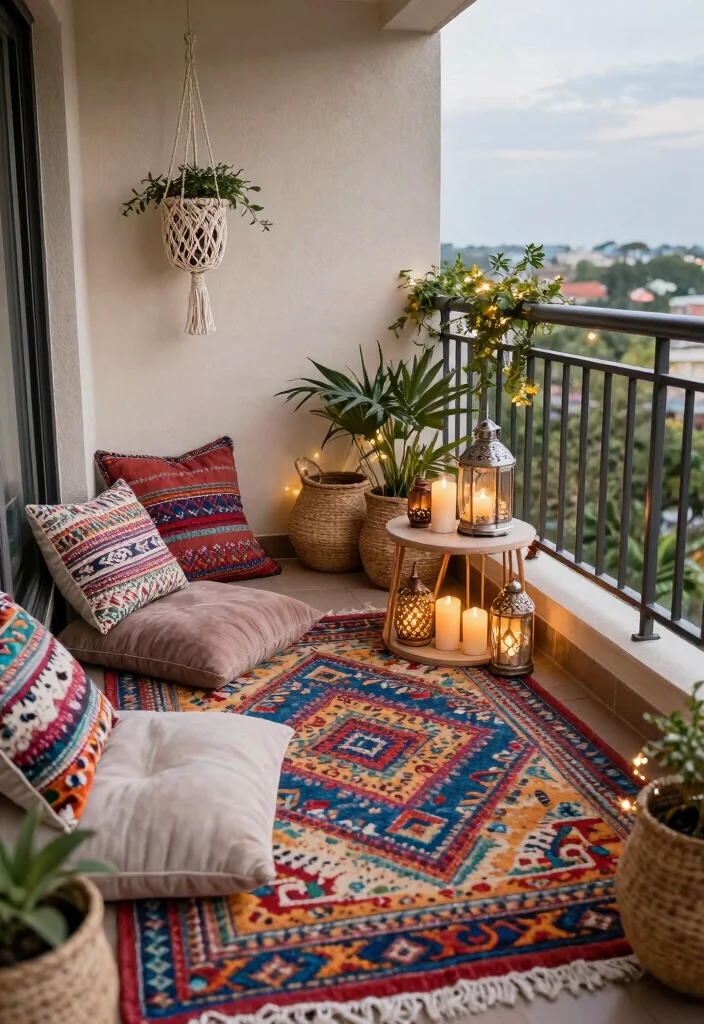 10 Balcony Decorating Ideas Styles Everyone Will Be Talking About This Year - 2. Cozy Bohemian Retreat