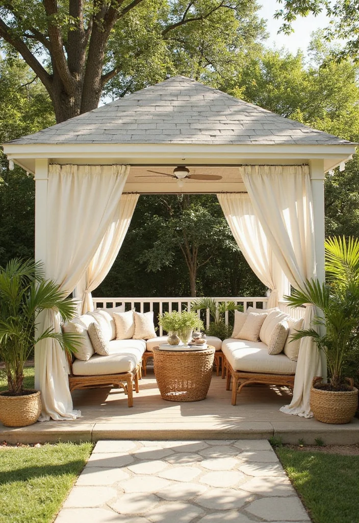 15 Enchanting Gazebo Ideas to Elevate Your Backyard Aesthetic (You’ll Love #9!) - 5. Beachy Coastal Gazebo