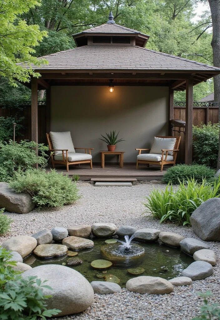 15 Enchanting Gazebo Ideas to Elevate Your Backyard Aesthetic (You’ll Love #9!) - 8. Zen Garden Gazebo