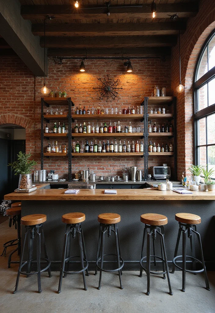 15 Stunning Bar Ideas for Home That Will Make You the Ultimate Host! - 7. Industrial Inspiration