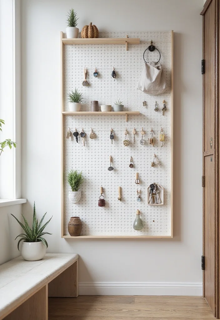 15 Stylish Key Holder Ideas That Will Transform Your Entryway (You Won't Believe #4!) - 10. Pegboard Key Organizer