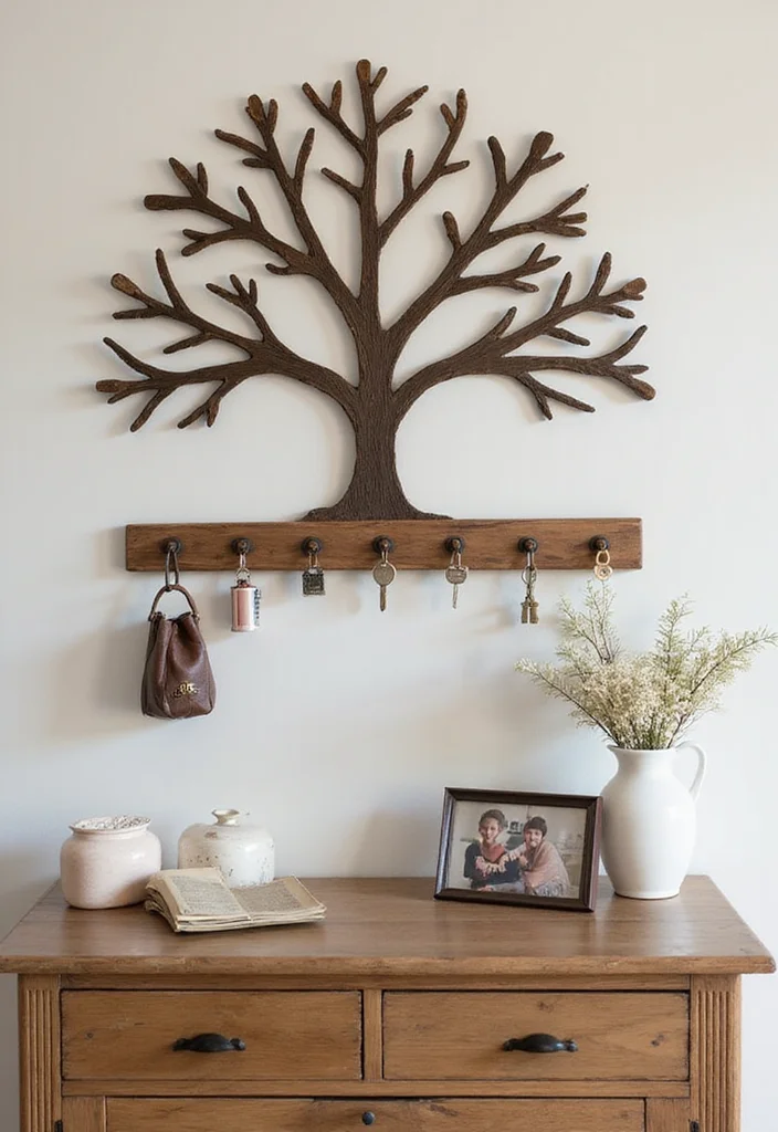 15 Stylish Key Holder Ideas That Will Transform Your Entryway (You Won't Believe #4!) - 11. Family Tree Key Holder