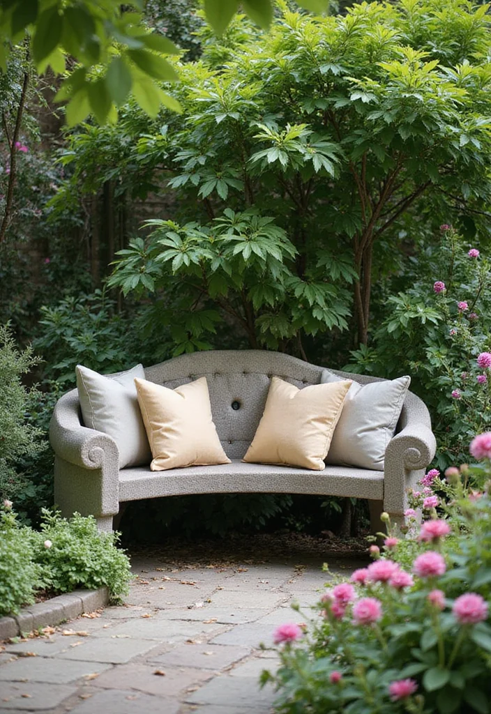 10 Gorgeous Backyard Seating Area Ideas You Can Try Today! - 10. Classic Stone Benches 1