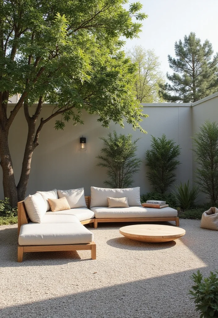10 Gorgeous Backyard Seating Area Ideas You Can Try Today! - 3. Minimalist Zen Retreat 1