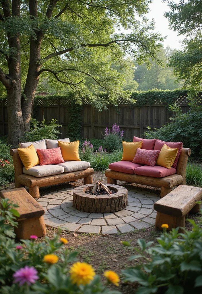 10 Gorgeous Backyard Seating Area Ideas You Can Try Today! - 6. Rustic Log Seating 1