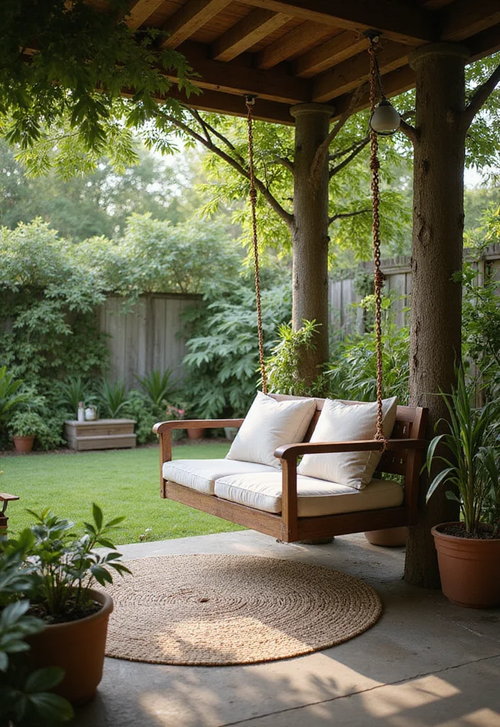 10 Gorgeous Backyard Seating Area Ideas You Can Try Today! - 9. Garden Swing Seating 1