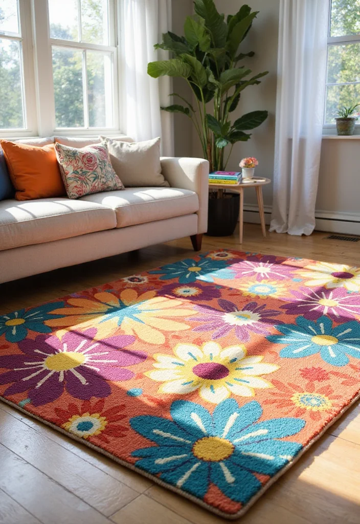 11 Vibrant Spring Decor Ideas to Bring the Outdoors In! - 6. Bright Area Rugs 1