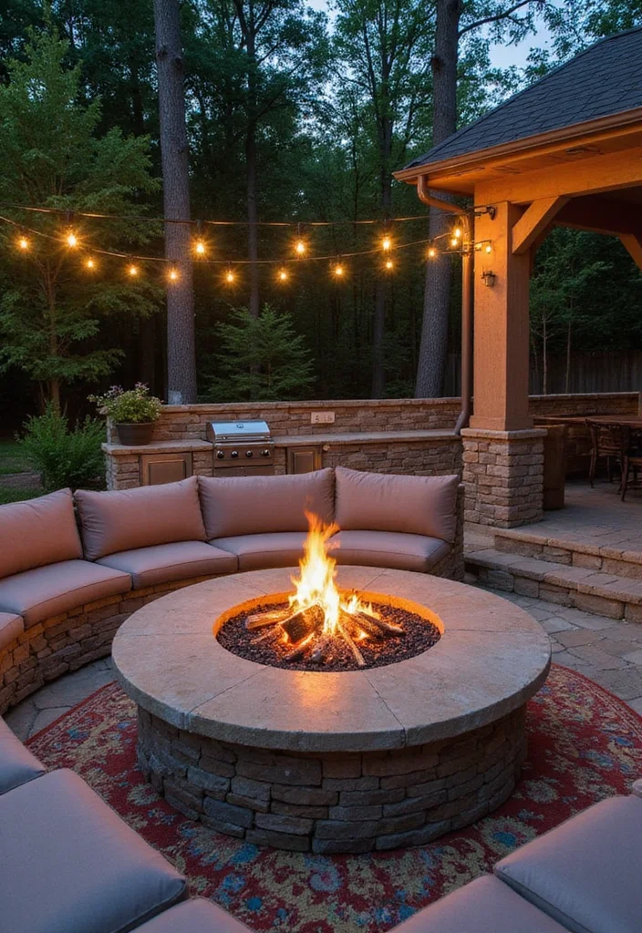 12 Cozy Backyard Fire Pit Ideas That Will Make You the Host of the Year! - 3. Built-In Fire Pit with Seating 1