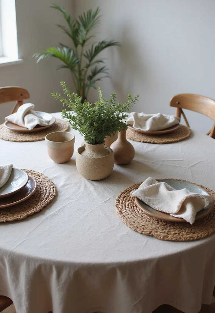 12 Stunning Round Dining Table Decor Ideas That Will Leave Your Guests in Awe! - 11. Layering Textures 1