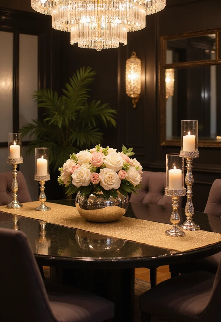 12 Stunning Round Dining Table Decor Ideas That Will Leave Your Guests in Awe! - 4. Modern Glam 1