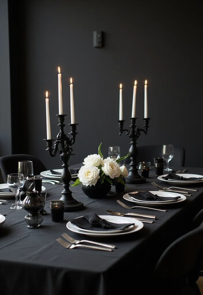 12 Stunning Spring Table Decor Ideas That Will Leave Your Guests in Awe! - 10. Chic Black and White 1