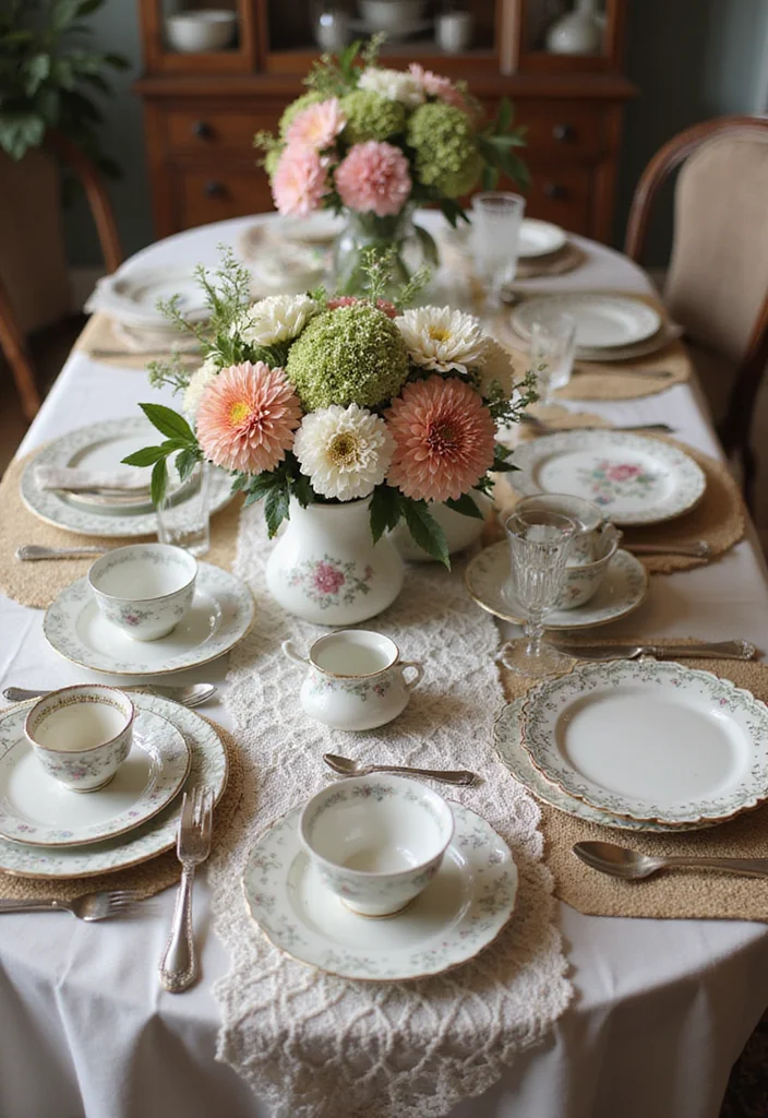 12 Stunning Spring Table Decor Ideas That Will Leave Your Guests in Awe! - 11. Vintage Elegance 1