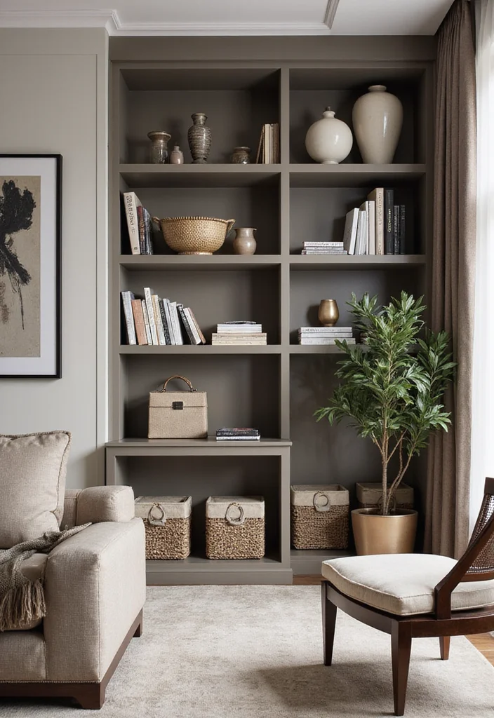 15 Luxury Living Room Ideas That Will Make Your Friends Green with Envy! - 12. Stylish Storage Solutions 1