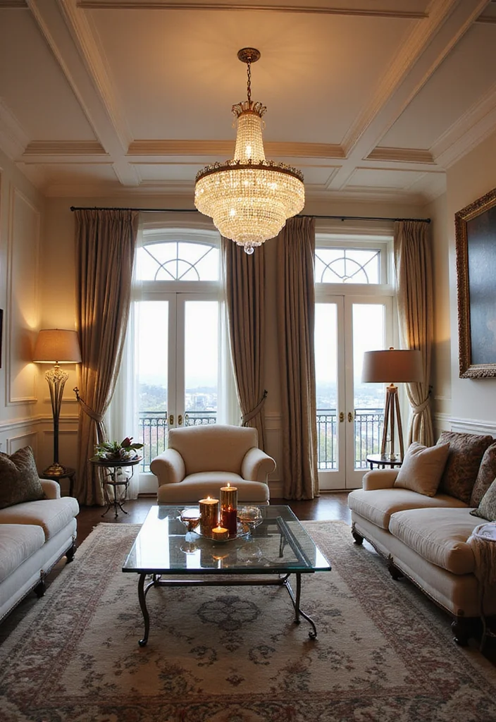 15 Luxury Living Room Ideas That Will Make Your Friends Green with Envy! - 3. Statement Lighting 1