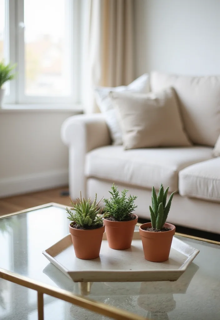 8 Mind-Blowing Glass Coffee Table Styling Tips for a Chic Home Look! - 1. Embrace Minimalism with Succulents 1