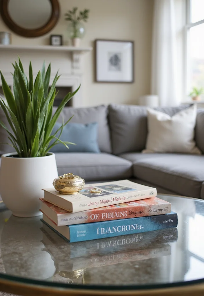 8 Mind-Blowing Glass Coffee Table Styling Tips for a Chic Home Look! - 8. Artful Book Stacking 1