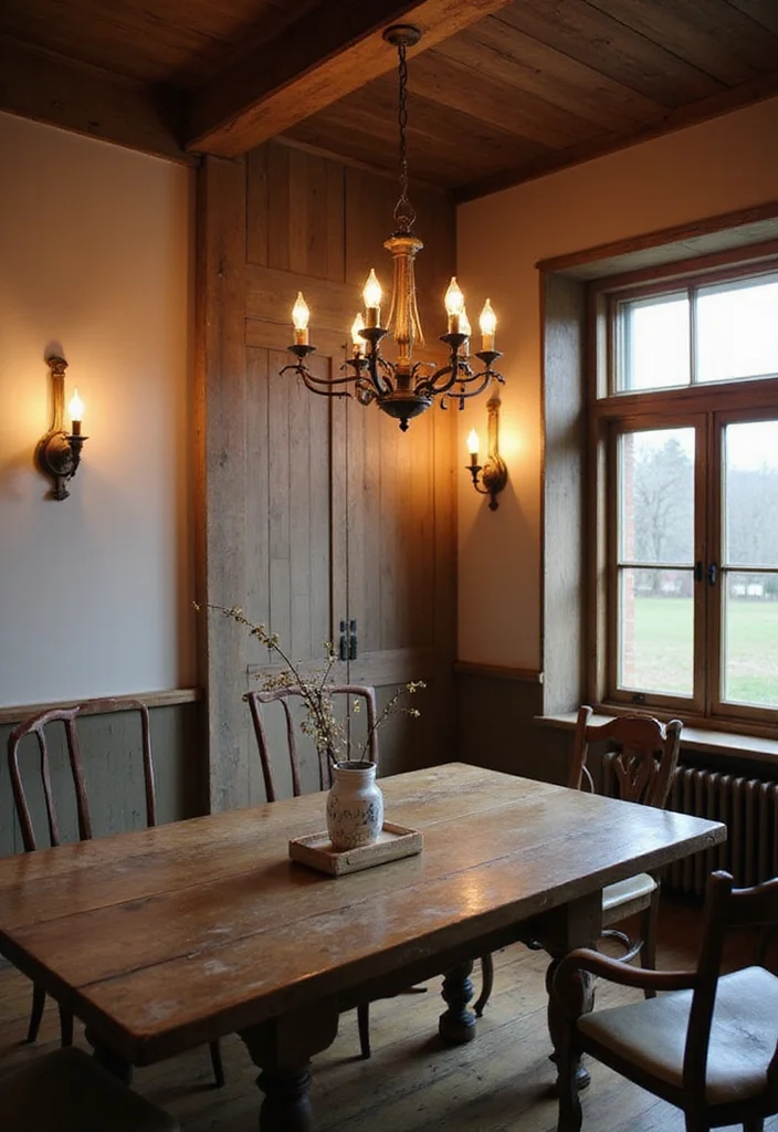 8 Stunning Rustic Dining Room Ideas to Transform Your Home Instantly! - 2. Vintage Lighting Fixtures 1