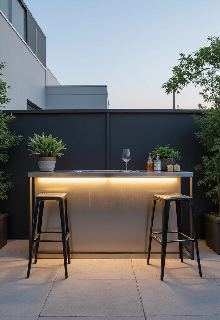 10 Stunning Outdoor Bar Ideas for Your Backyard That Will Impress Every Guest! - 2. Sleek Modern Minimalist Bar 1