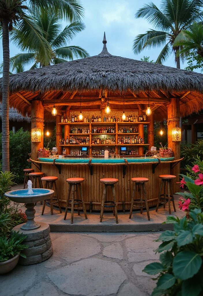 10 Stunning Outdoor Bar Ideas for Your Backyard That Will Impress Every Guest! - 3. Tropical Paradise Bar 1