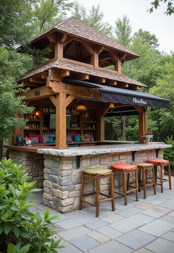 10 Stunning Outdoor Bar Ideas for Your Backyard That Will Impress Every Guest! - 6. Multi-Level Bar with Decking 1