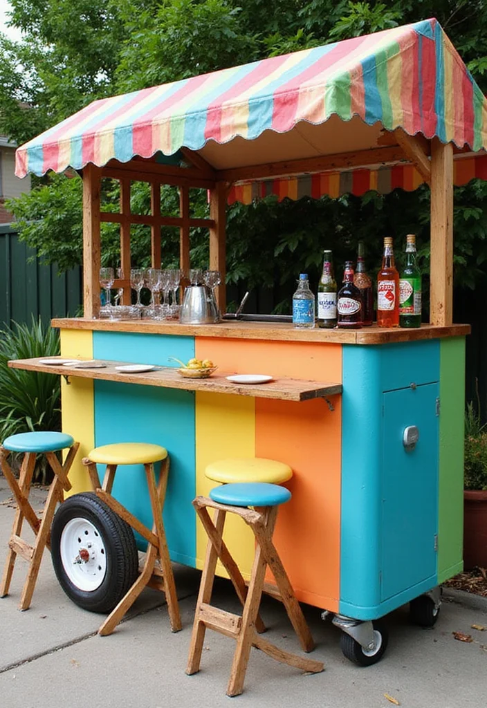 10 Stunning Outdoor Bar Ideas for Your Backyard That Will Impress Every Guest! - 8. Pop-Up Bar on Wheels 1