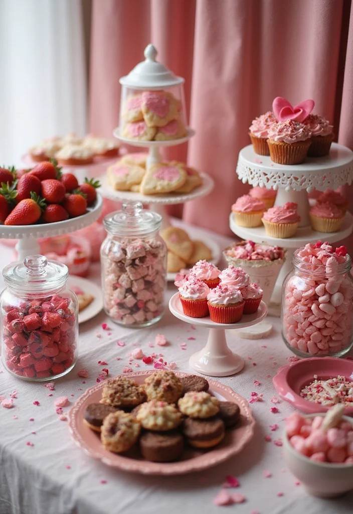 12 Stunning Valentine's Party Decor Ideas That Will Make Your Guests Fall in Love! - 9. Sweet Treat Stations 1