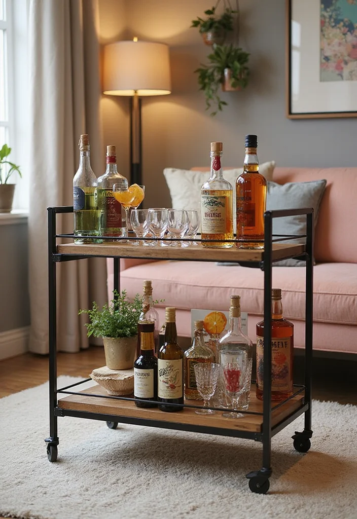 15 Home Bar Ideas for Small Spaces That Will Blow Your Mind! - 1. Rolling Bar Cart 1