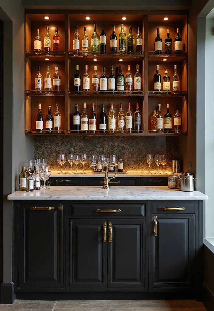 15 Home Bar Ideas for Small Spaces That Will Blow Your Mind! - 11. Bar with Wine Storage 1