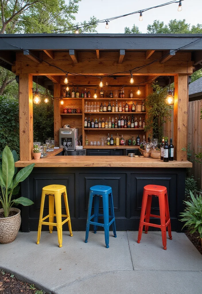 15 Home Bar Ideas for Small Spaces That Will Blow Your Mind! - 14. Bar Under a Sheltered Patio 1