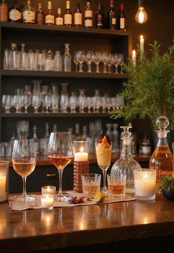 15 Home Bar Ideas for Small Spaces That Will Blow Your Mind! - 15. Stylish Display with Glassware 1