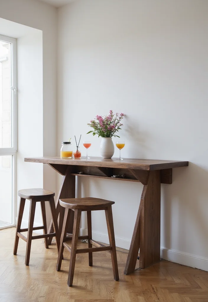 15 Home Bar Ideas for Small Spaces That Will Blow Your Mind! - 6. Fold-Down Bar Table 1