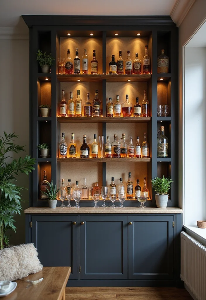 15 Home Bar Ideas for Small Spaces That Will Blow Your Mind! - 7. Built-In Bar Shelf 1