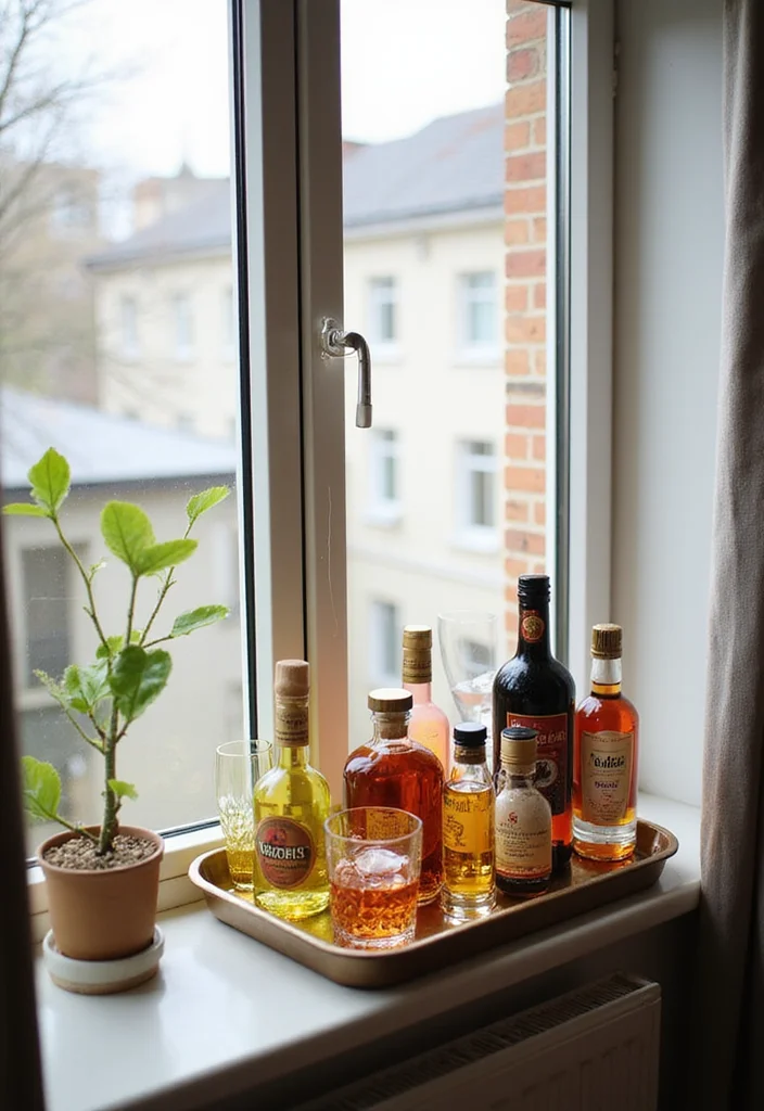 15 Home Bar Ideas for Small Spaces That Will Blow Your Mind! - 9. Bar on a Window Sill 1