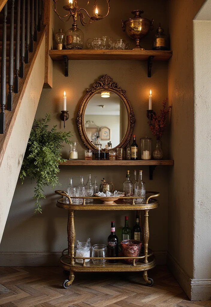 8 Stunning Home Bar Ideas For Under Basement Stairs - 3. Vintage Vibes with Antiques 1