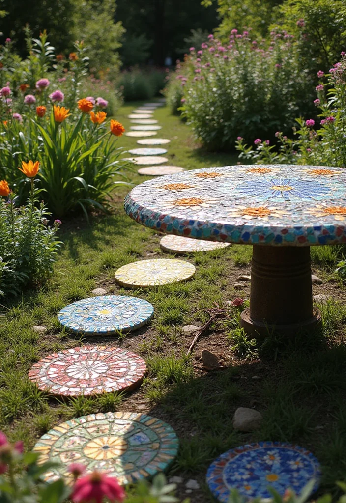 10 Whimsical Garden Ideas That Will Spark Your Imagination (You Won't Believe #10!) - 8. Mosaic Garden Features 1