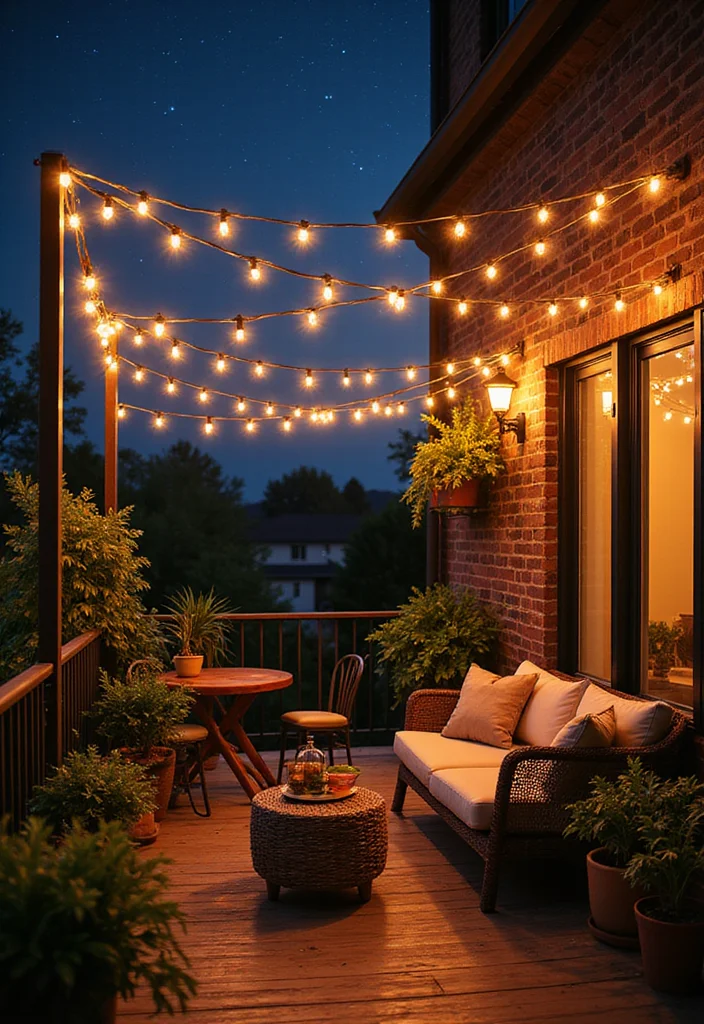 12 Balcony Lighting Ideas That Will Transform Your Outdoor Oasis! - 1. Twinkling Fairy Lights 1