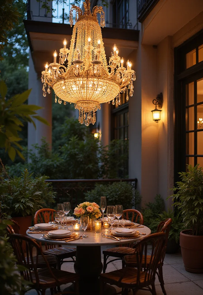 12 Balcony Lighting Ideas That Will Transform Your Outdoor Oasis! - 10. Festive Outdoor Chandeliers 1
