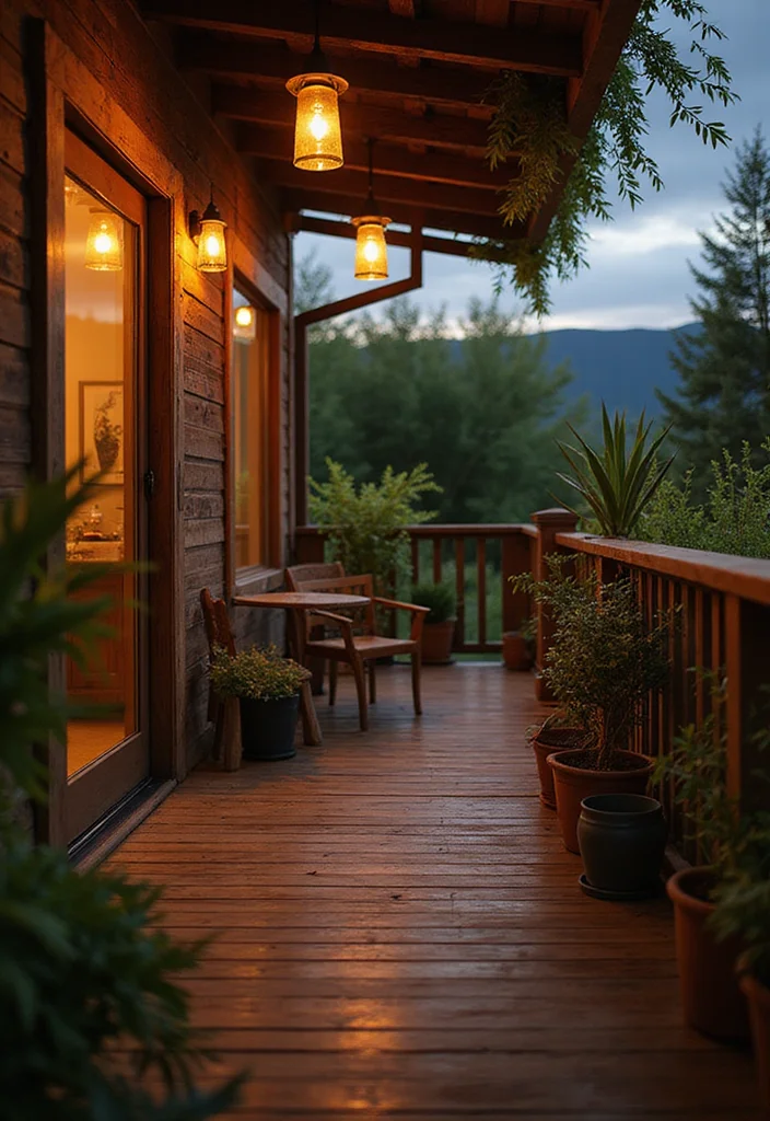 12 Balcony Lighting Ideas That Will Transform Your Outdoor Oasis! - 11. Rustic Wood Fixtures 1