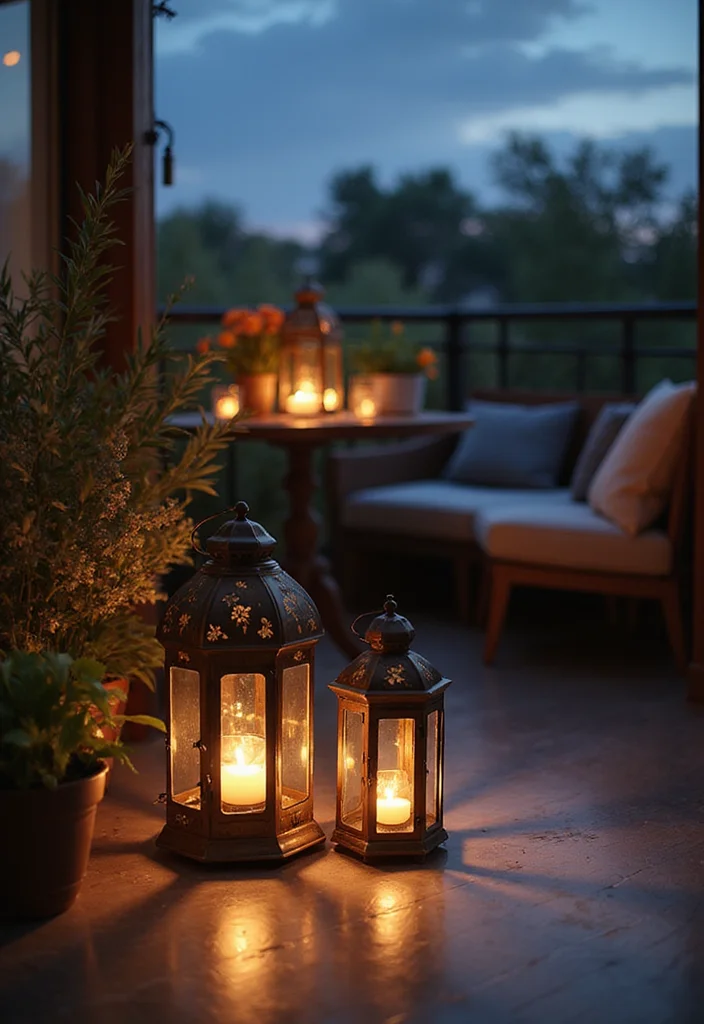 12 Balcony Lighting Ideas That Will Transform Your Outdoor Oasis! - 2. Elegant Lanterns 1