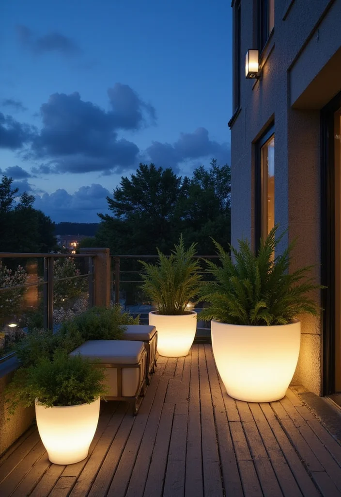 12 Balcony Lighting Ideas That Will Transform Your Outdoor Oasis! - 8. Illuminated Planters 1