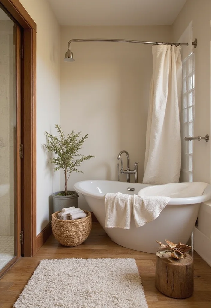 12 Space-Saving Bathroom Ideas for Small Apartments That Make Tiny Bathrooms Feel Huge - 11. Use of Textiles to Define Zones 1